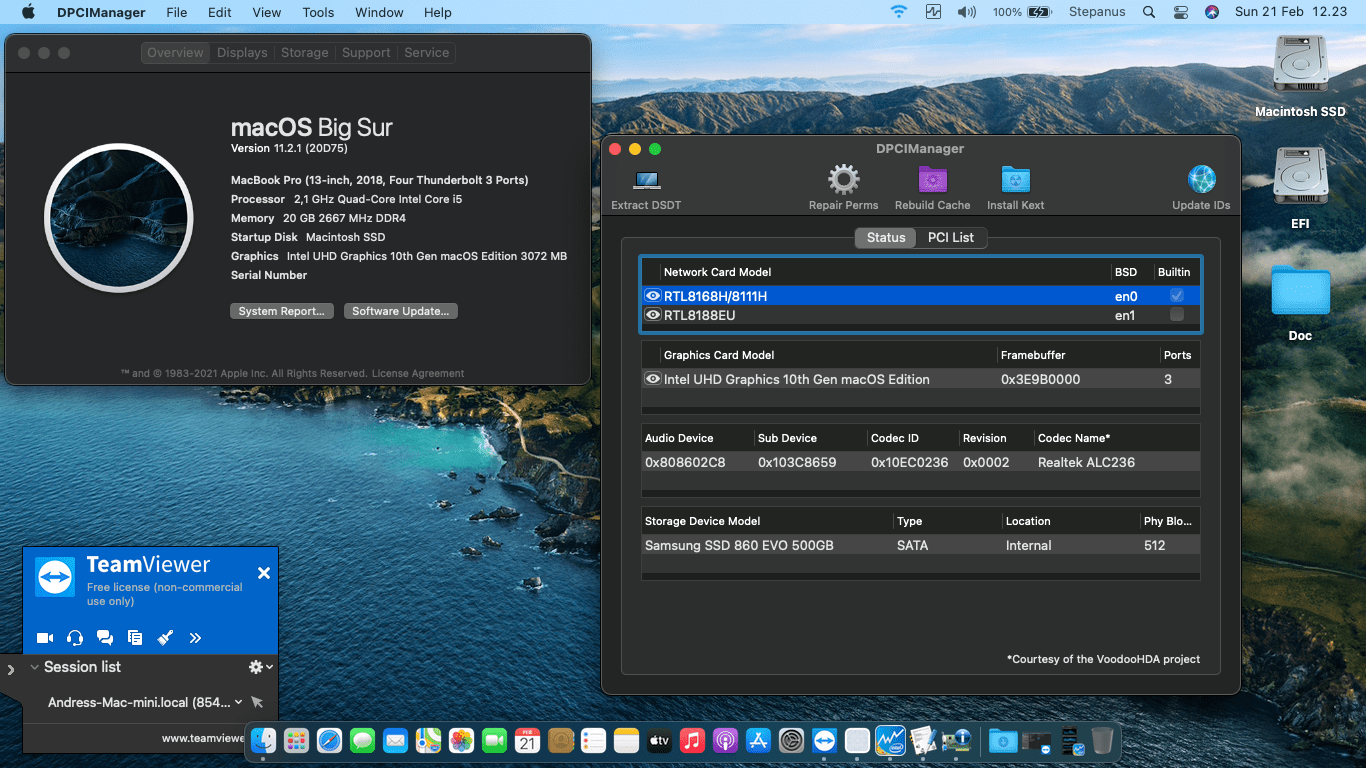 Success Hackintosh macOS Big Sur 11.2.1 Build 20D75 in HP Pavilion 14S-CF2004TX